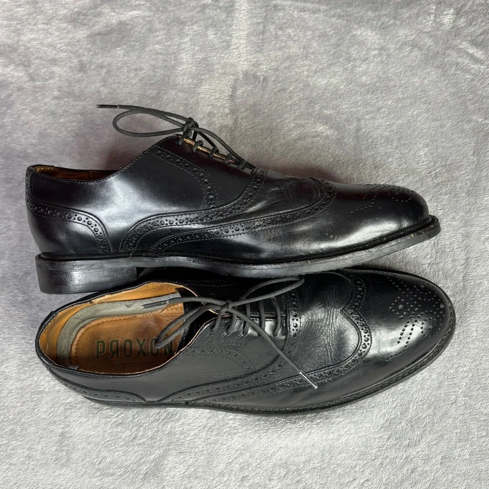 Proxon Wingtip Oxford Men 11 Black Steel Toe Leather Brogue Workwear ASTM 241311